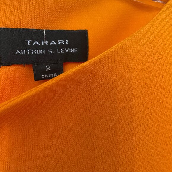 Tahari ASL Shift Dress with Golden Back Zip - Orange/Pink/Yellow, Size 2 - Picture 4 of 5